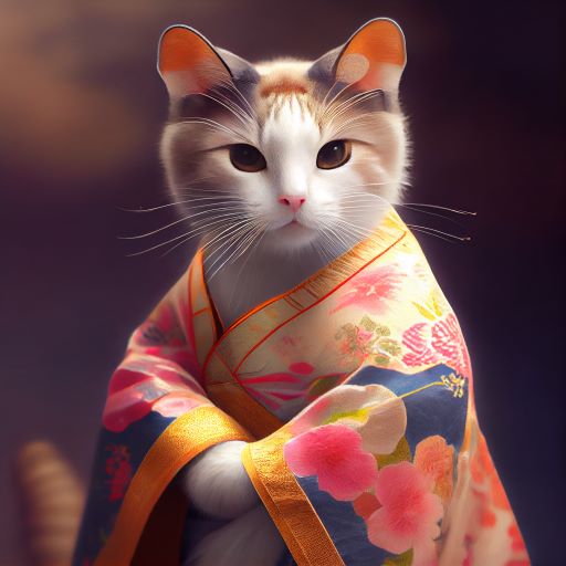 NFT_ともさん_猫貴族_和服のメス猫